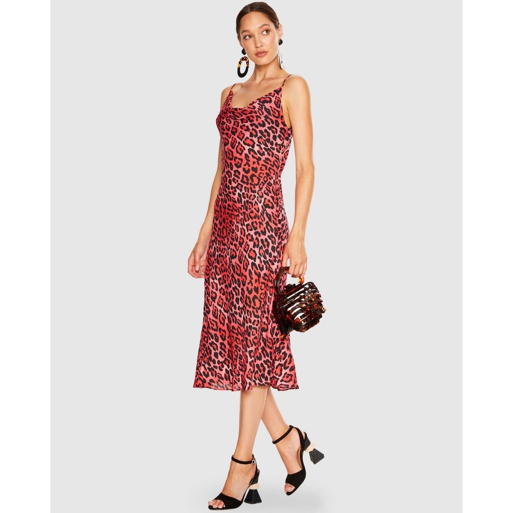 NEW La Maison Talulah Party Animal Cheetah Leopard Print Midi Cowl Neck XS NWT